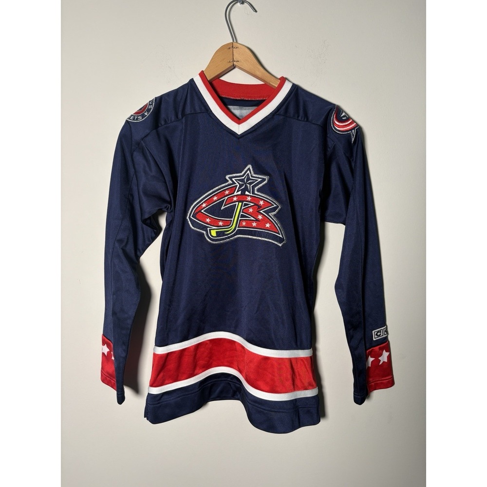VTG Columbus Blue Jackets CCM Jersey Womens XS For Her NHL Hockey Navy Blue Y2K
